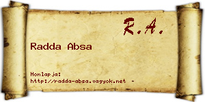 Radda Absa névjegykártya